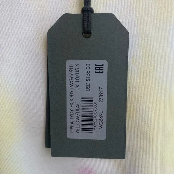 NWT All Saints Pippa Yellow/Lilac Tie Dye Hoody - Picture 8 of 9